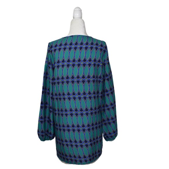 Mud Pie Women's Embroidered Tunic Size Small Flare Sleeve Cover Up Blouse Teal - Picture 9 of 13